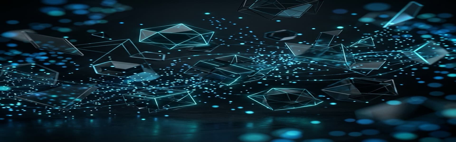 Abstract dark technology background with floating geometric shapes